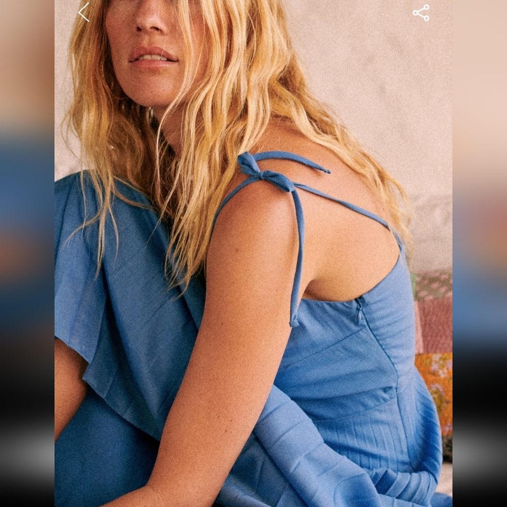 Sezane Nissa Blue Midi Dress